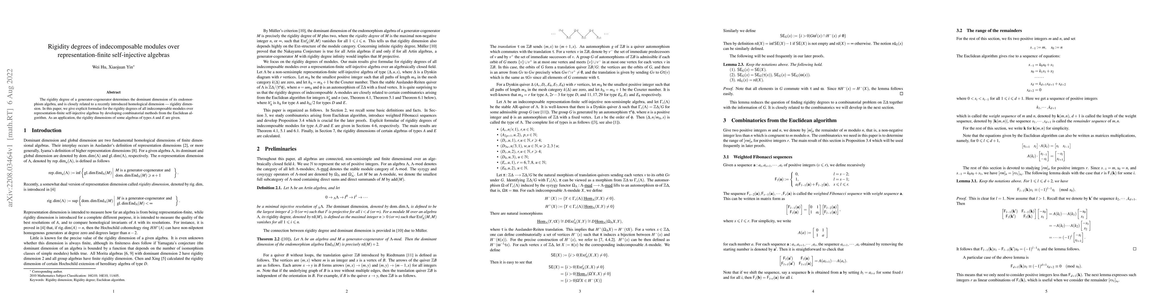 Thumbnail for Rigidity degrees of indecomposable modules over representation-finite
  self-injective algebras