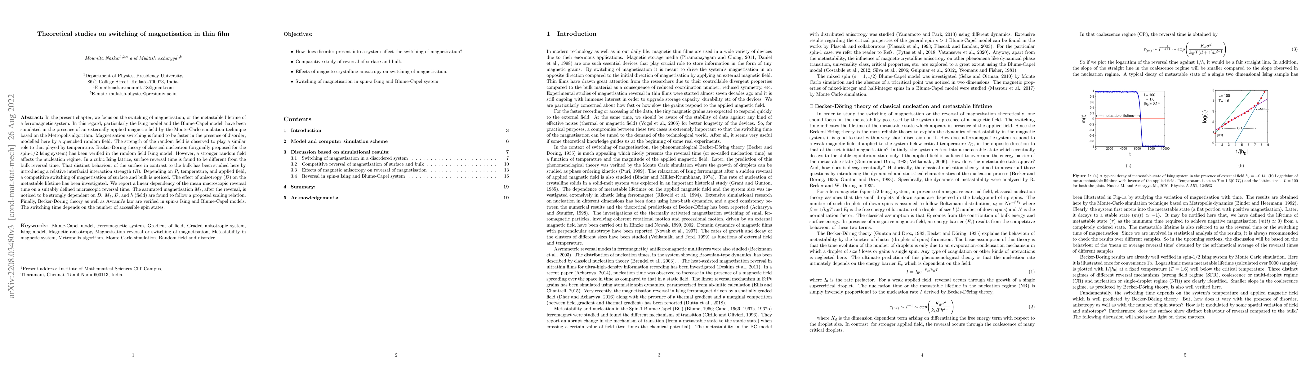 Thumbnail for Theoretical studies on switching of magnetisation in thin film
