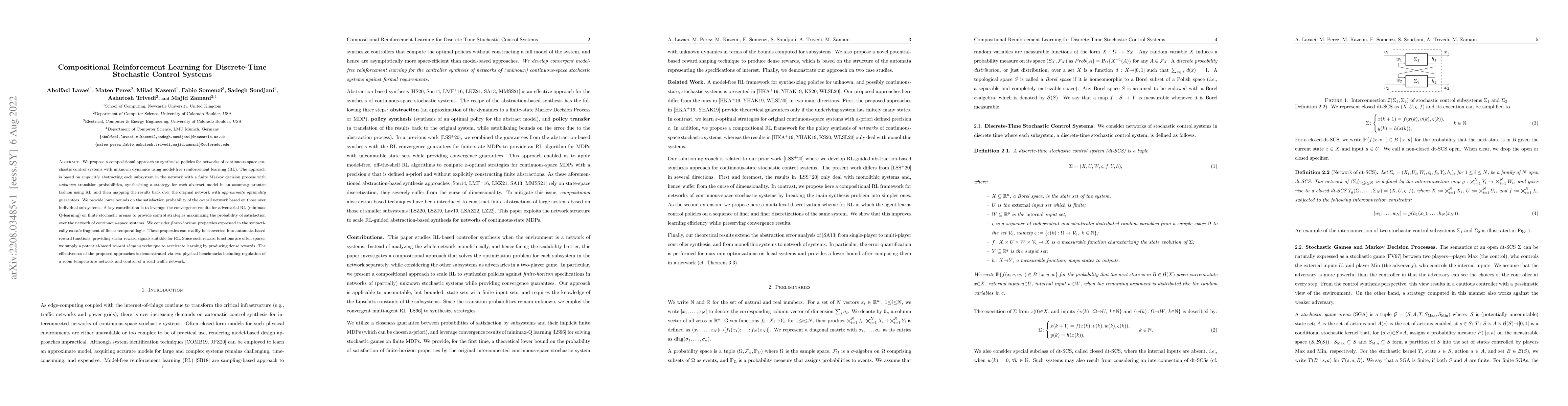 Thumbnail for Compositional Reinforcement Learning for Discrete-Time Stochastic
  Control Systems