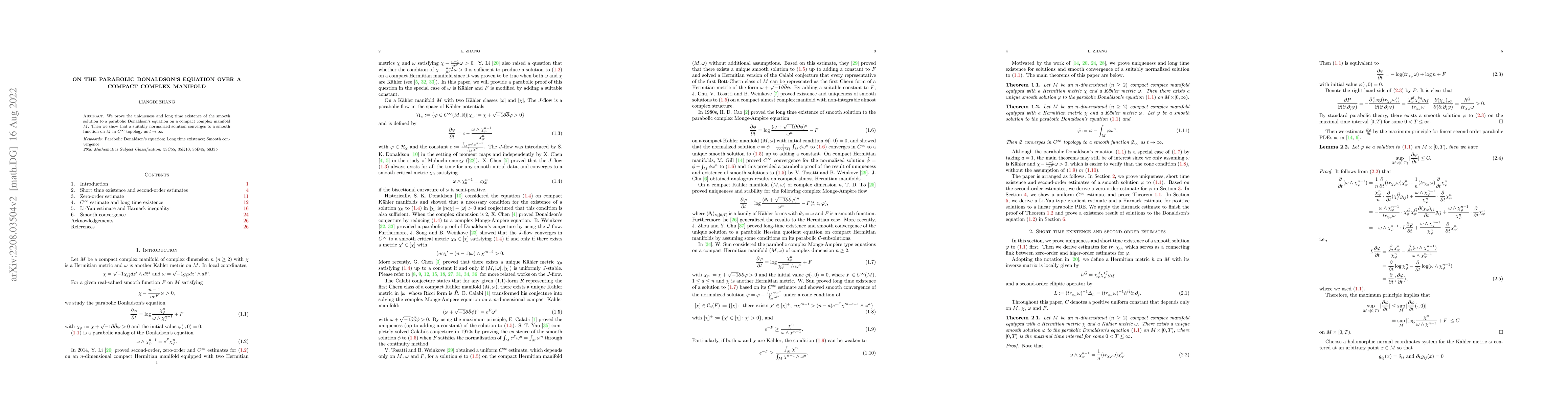 Thumbnail for On the parabolic Donaldson's equation over a compact complex manifold