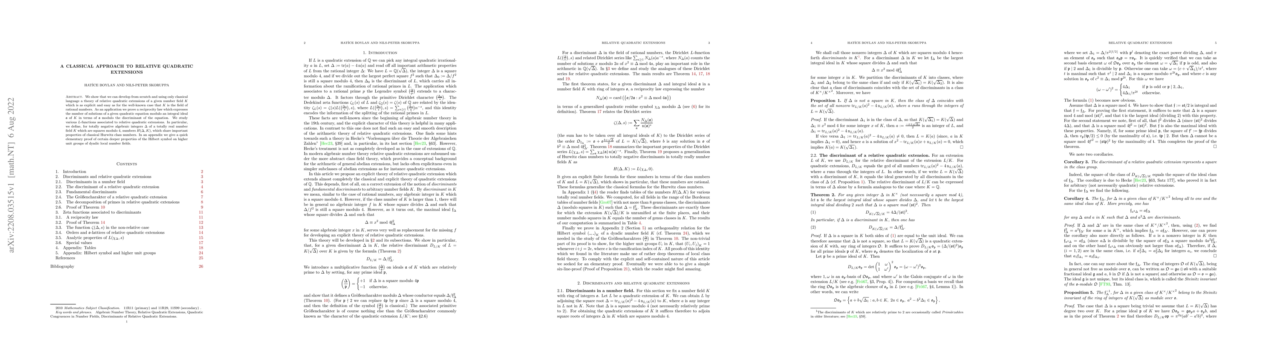 Thumbnail for A classical approach to relative quadratic extensions