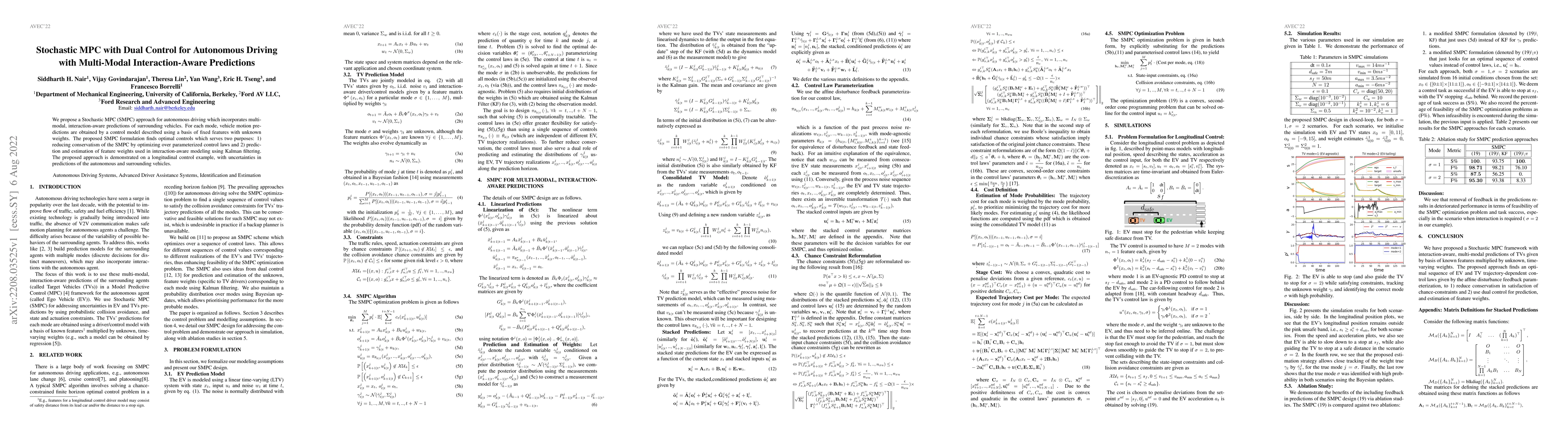 Thumbnail for Stochastic MPC with Dual Control for Autonomous Driving with Multi-Modal
  Interaction-Aware Predictions