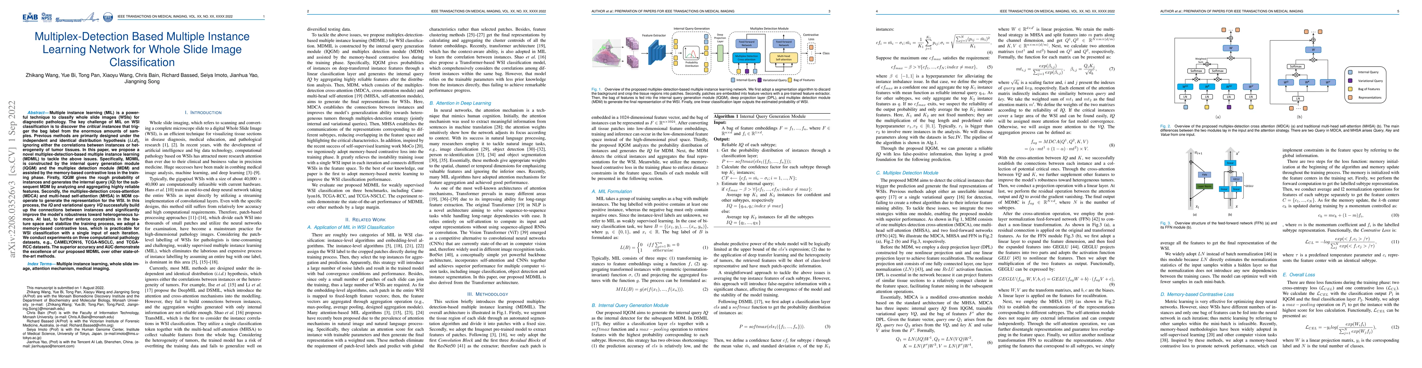 Thumbnail for Multiplex-detection Based Multiple Instance Learning Network for Whole
  Slide Image Classification