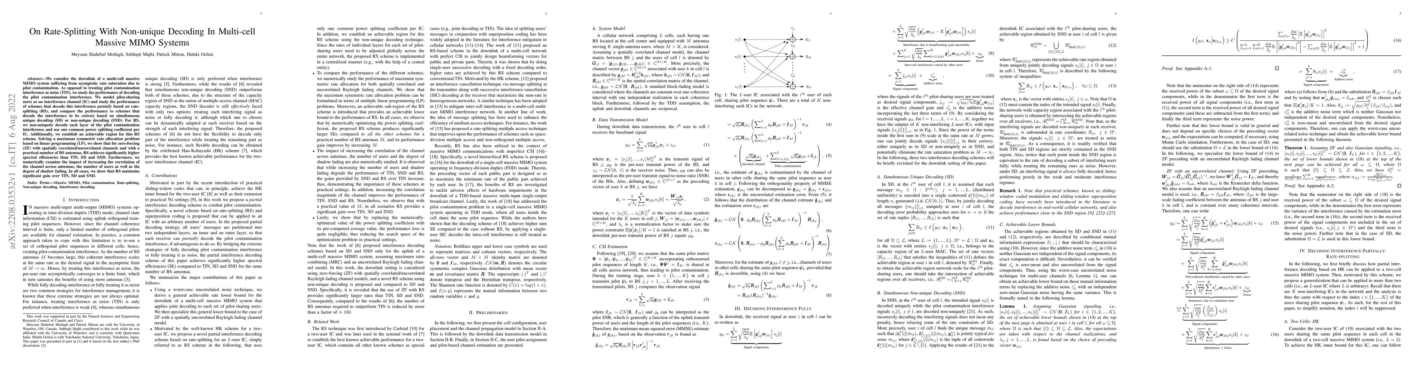 Thumbnail for On Rate-Splitting With Non-unique Decoding In Multi-cell Massive MIMO
  Systems