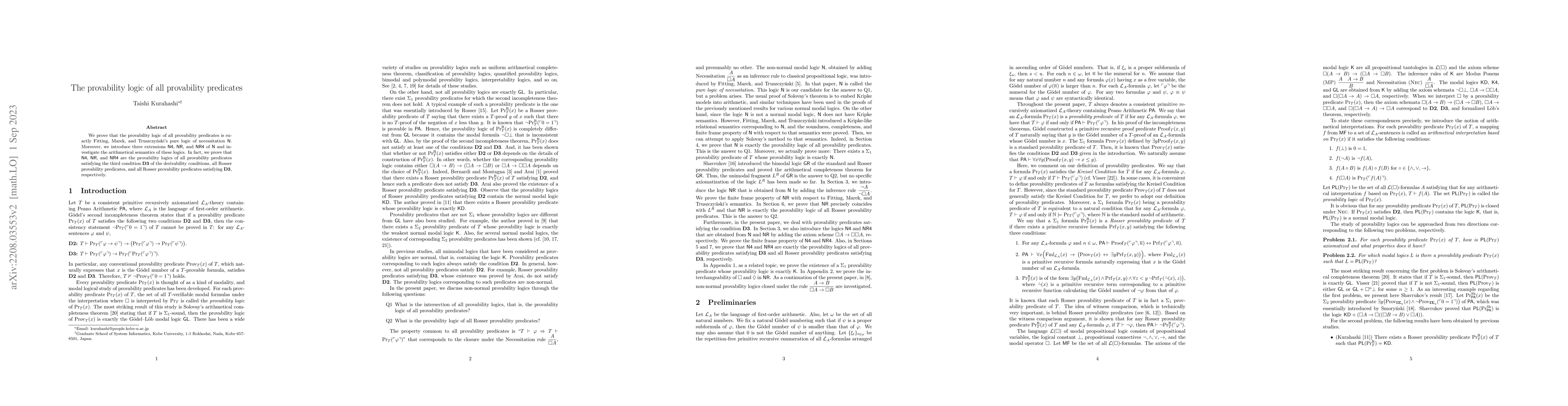 Thumbnail for The provability logic of all provability predicates