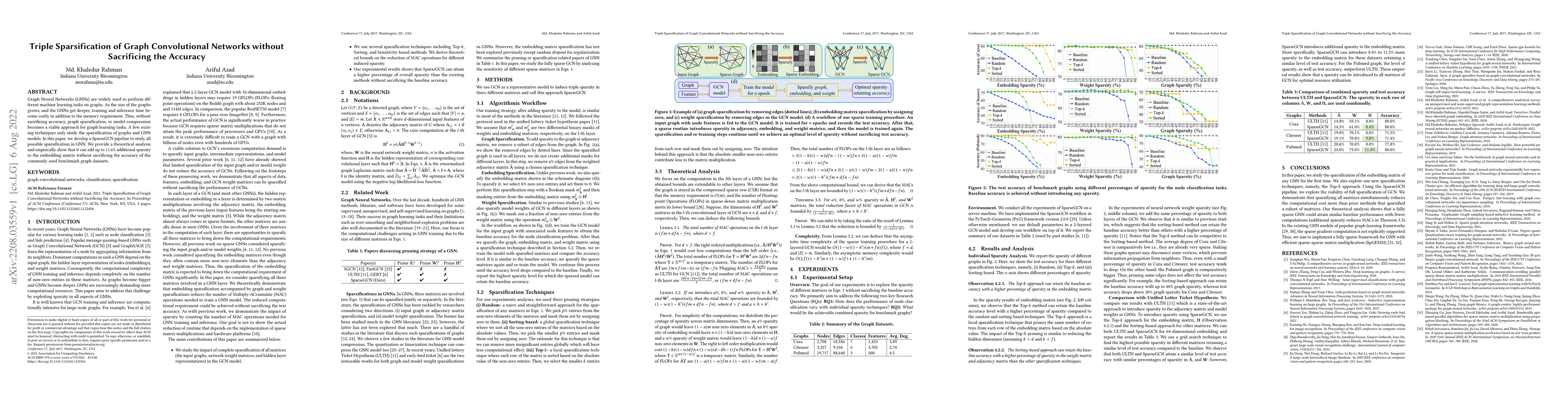 Thumbnail for Triple Sparsification of Graph Convolutional Networks without
  Sacrificing the Accuracy