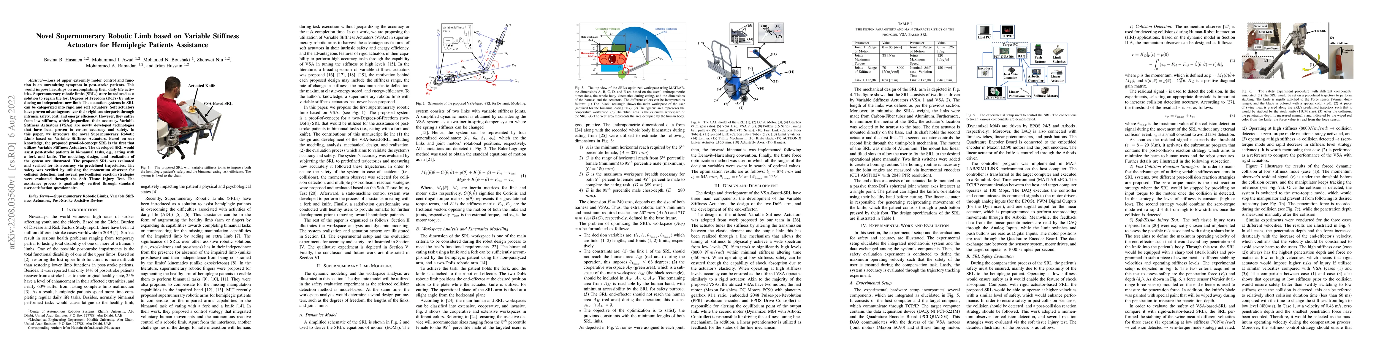 Thumbnail for Novel Supernumerary Robotic Limb based on Variable Stiffness Actuators
  for Hemiplegic Patients Assistance