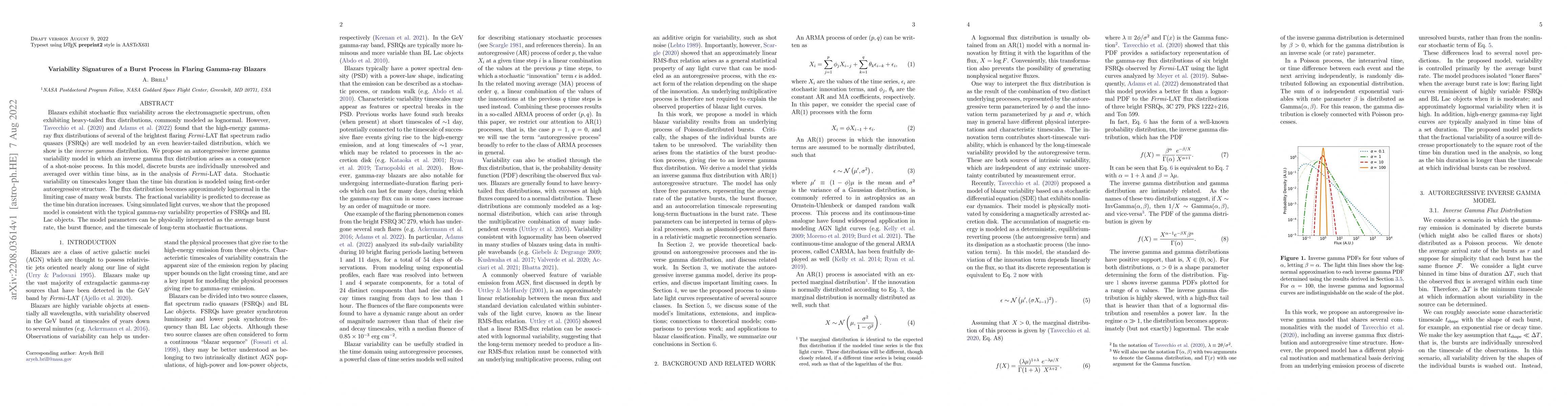 Thumbnail for Variability Signatures of a Burst Process in Flaring Gamma-ray Blazars