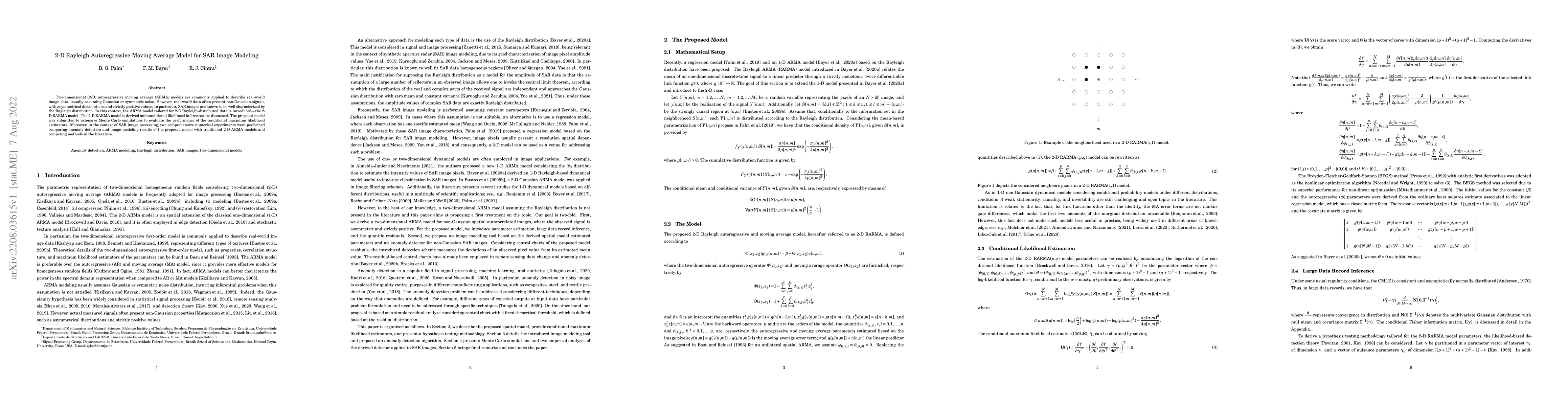 Thumbnail for 2-D Rayleigh Autoregressive Moving Average Model for SAR Image Modeling