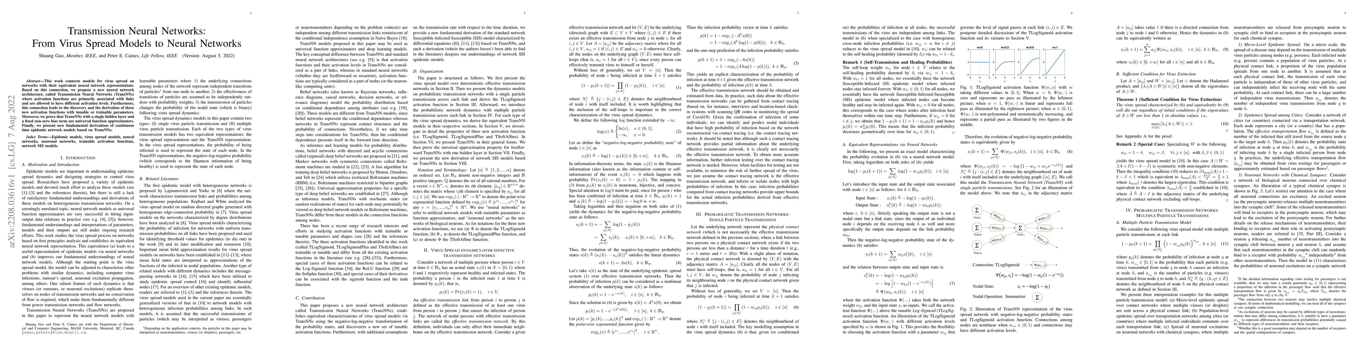 Thumbnail for Transmission Neural Networks: From Virus Spread Models to Neural
  Networks