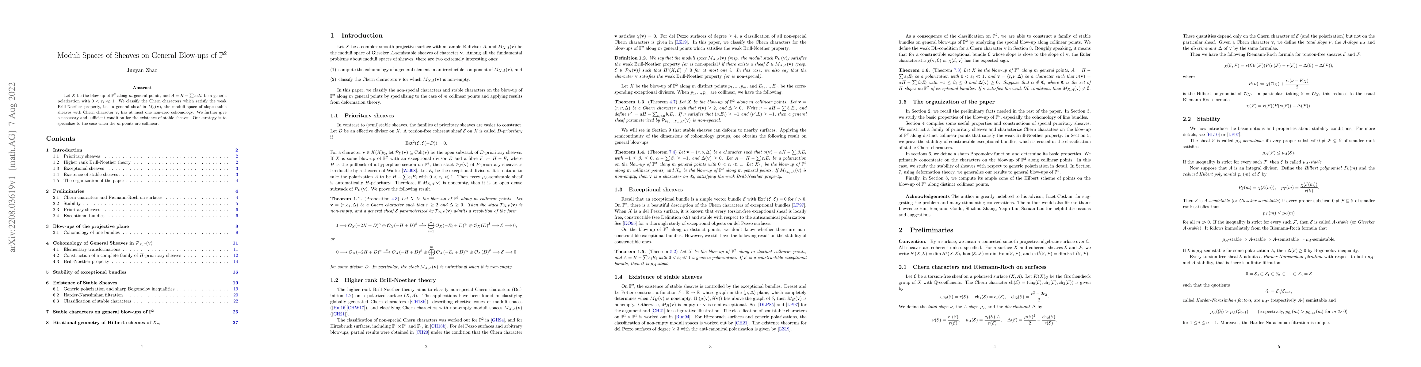Thumbnail for Moduli Spaces of Sheaves on General Blow-ups of $\mathbb{P}^2$