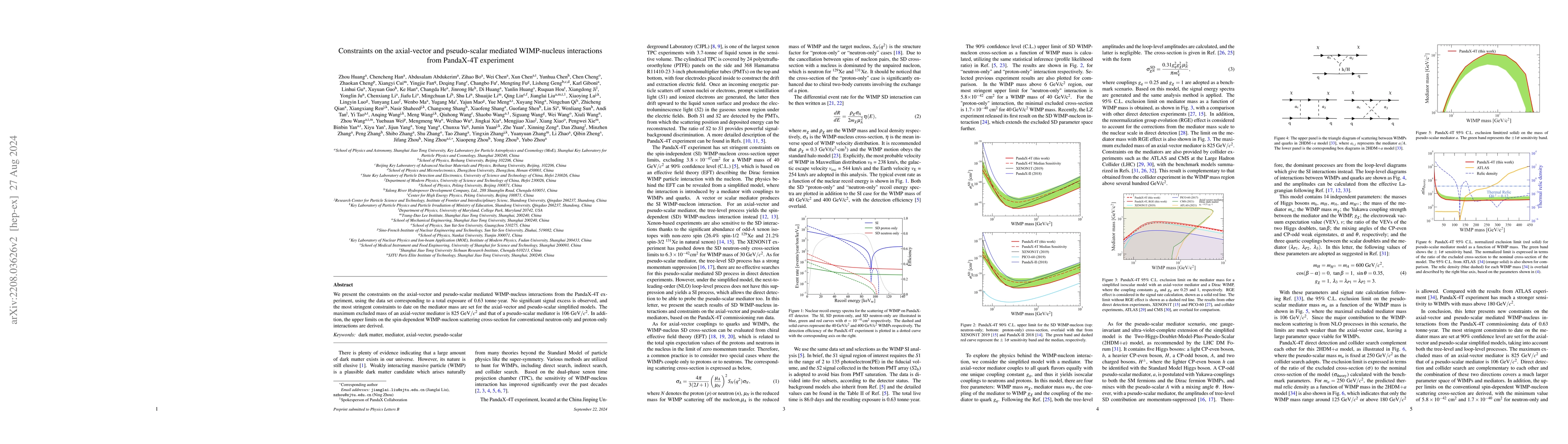 Thumbnail for Constraints on the axial-vector and pseudo-scalar mediated WIMP-nucleus
  interactions from PandaX-4T experiment