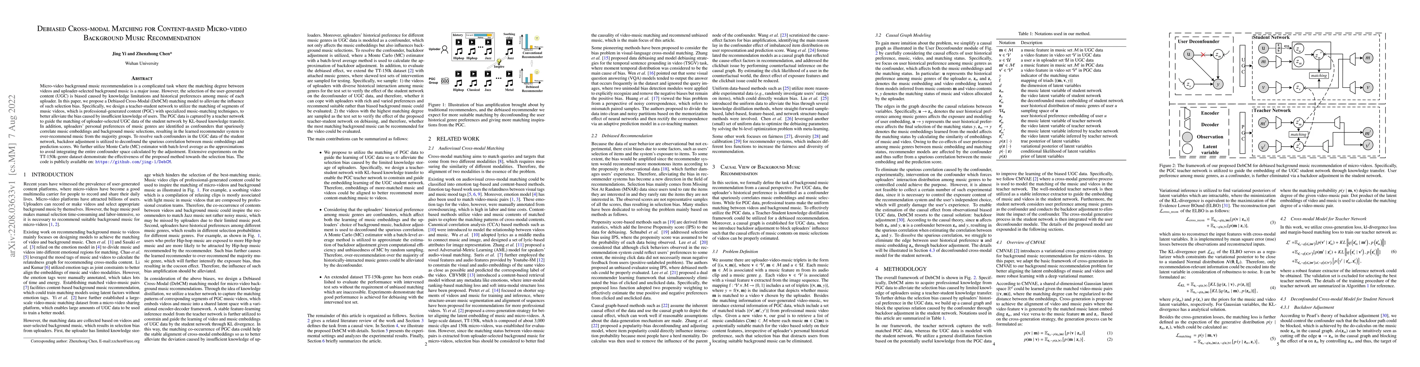 Thumbnail for Debiased Cross-modal Matching for Content-based Micro-video Background
  Music Recommendation