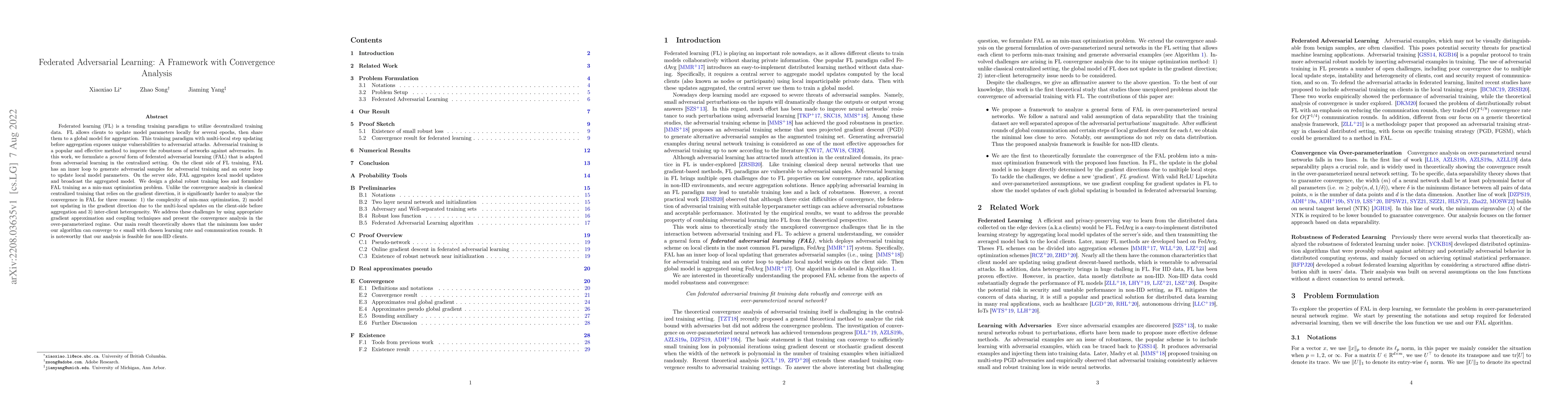 Thumbnail for Federated Adversarial Learning: A Framework with Convergence Analysis