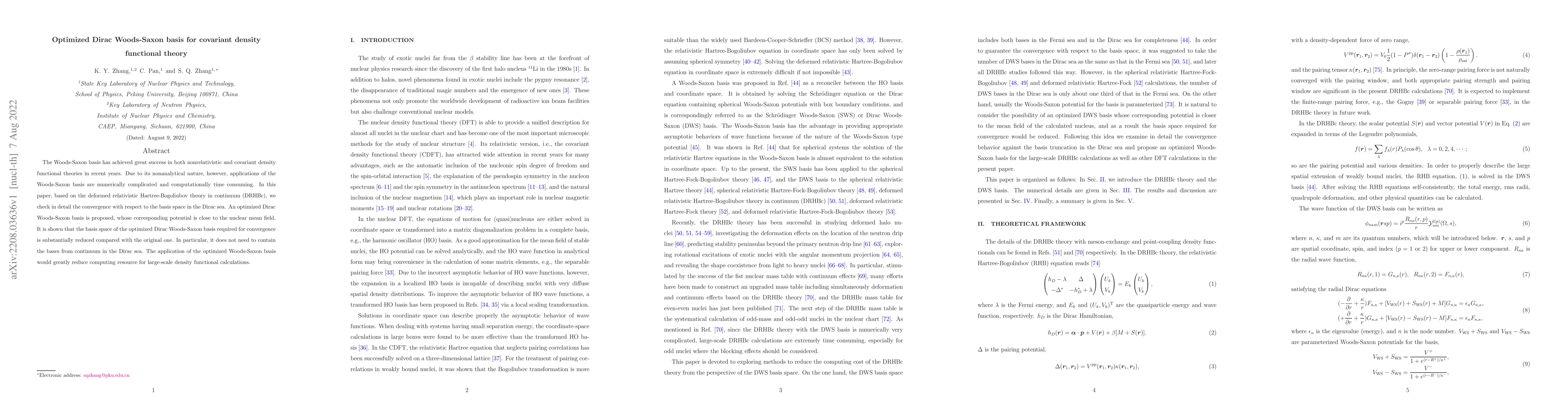 Thumbnail for Optimized Dirac Woods-Saxon basis for covariant density functional
  theory