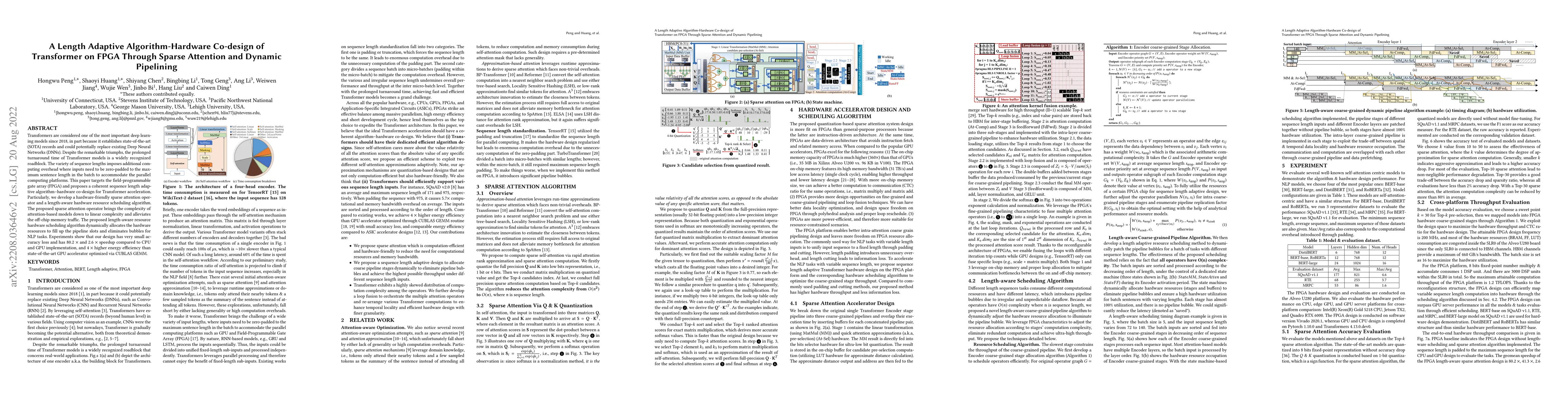 Thumbnail for A Length Adaptive Algorithm-Hardware Co-design of Transformer on FPGA
  Through Sparse Attention and Dynamic Pipelining