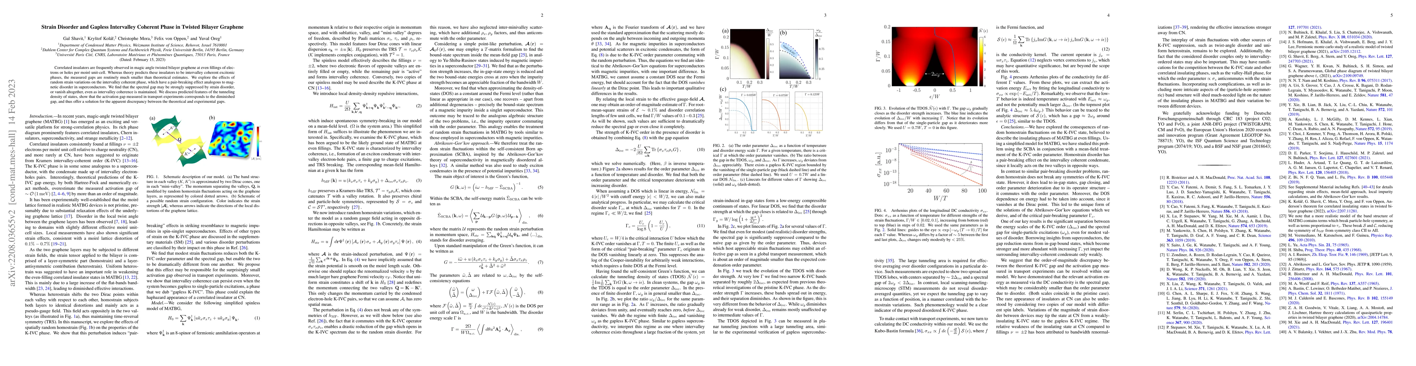 Thumbnail for Strain Disorder and Gapless Intervalley Coherent Phase in Twisted
  Bilayer Graphene