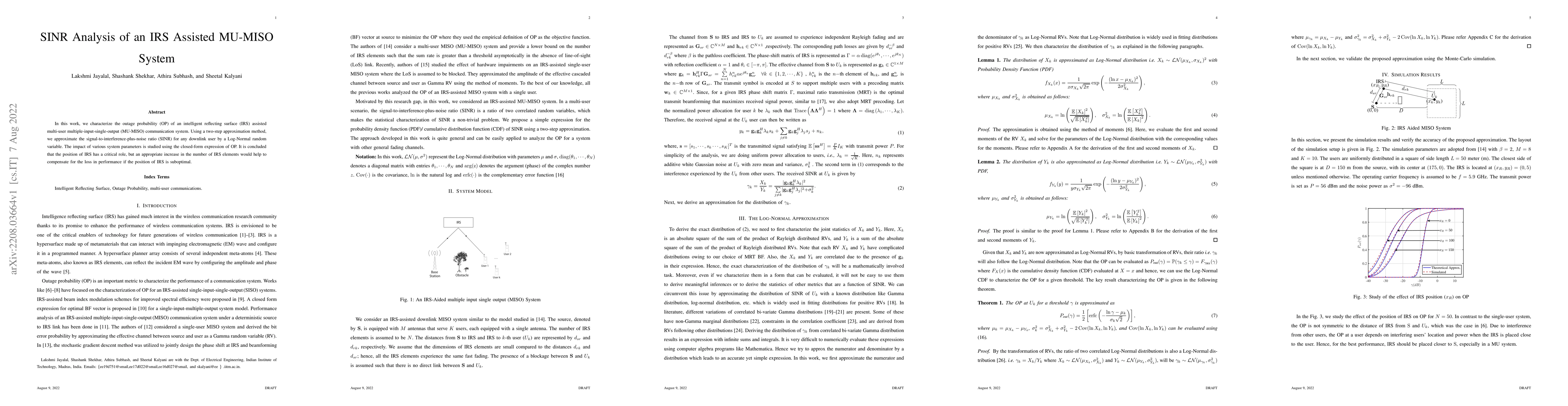 Thumbnail for SINR Analysis of an IRS Assisted MU-MISO System