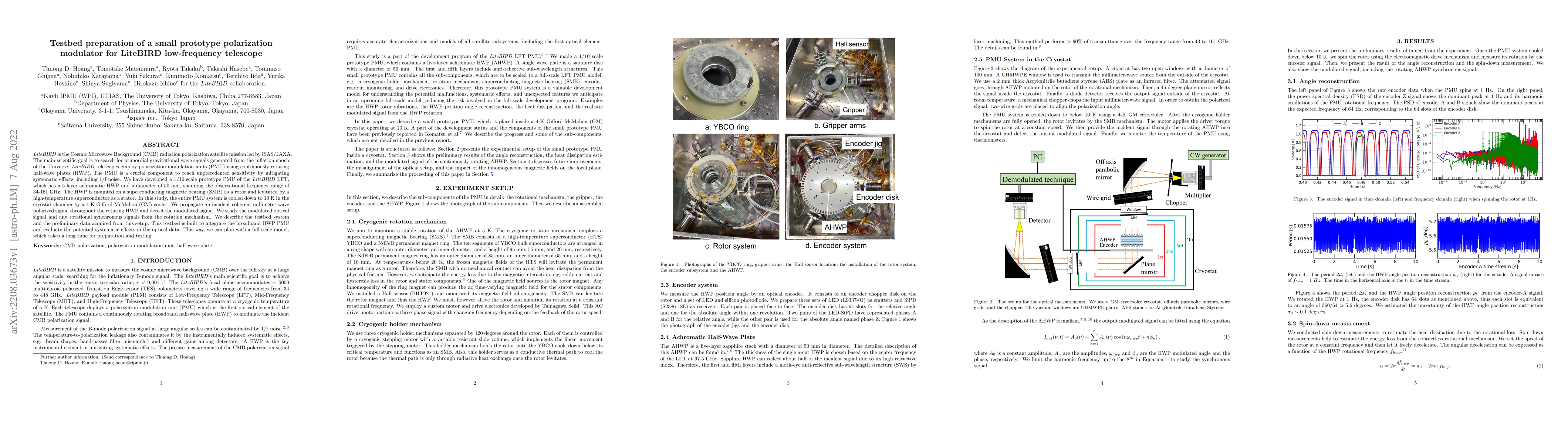 Thumbnail for Testbed preparation of a small prototype polarization modulator for
  LiteBIRD low-frequency telescope