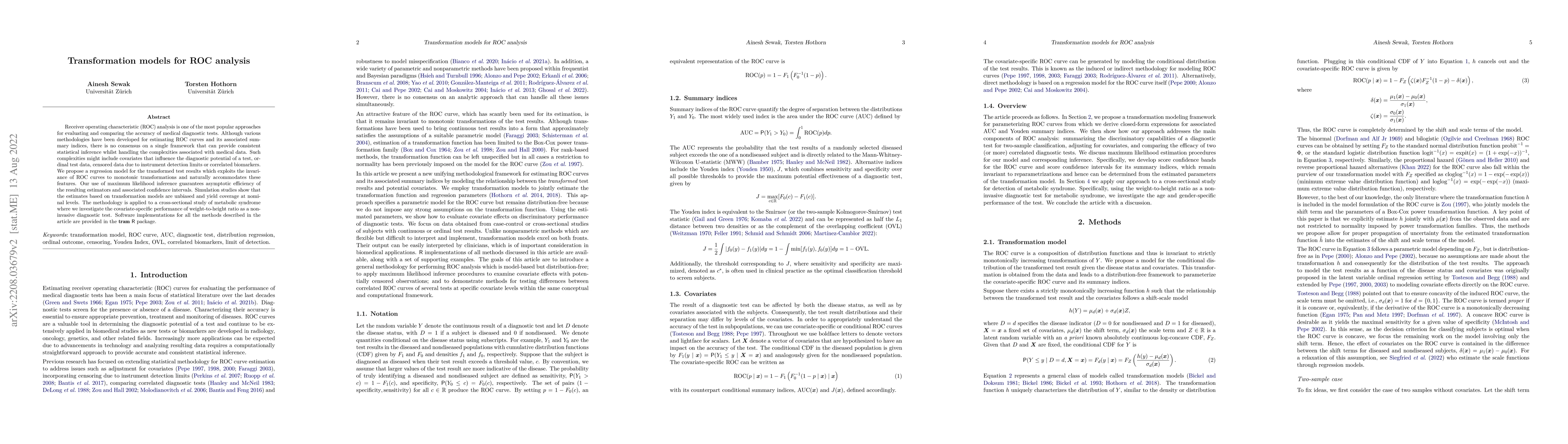 Thumbnail for Transformation models for ROC analysis