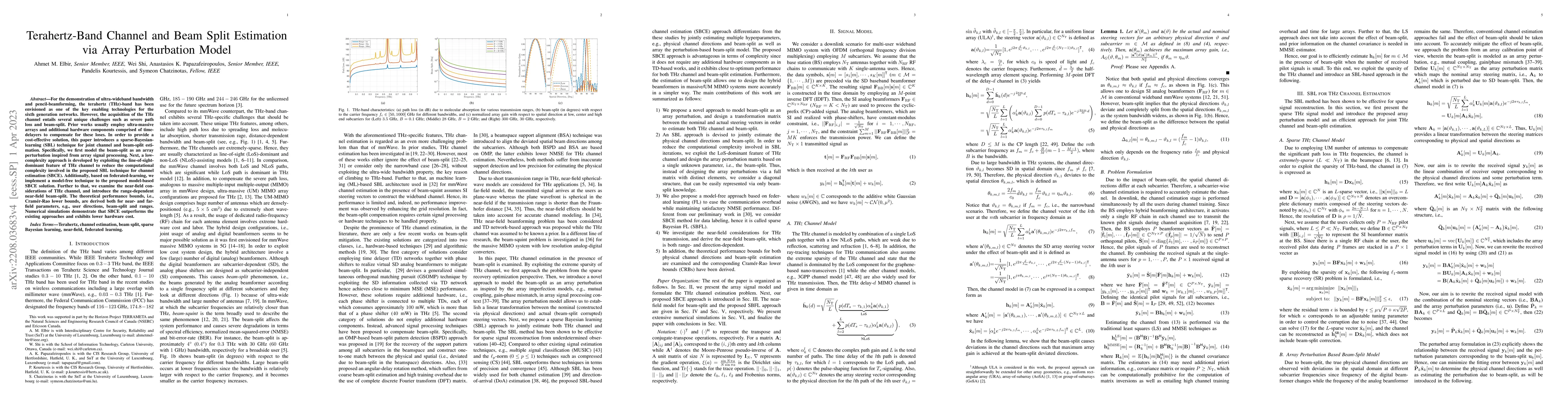 Thumbnail for Terahertz-Band Channel and Beam Split Estimation via Array Perturbation
  Model