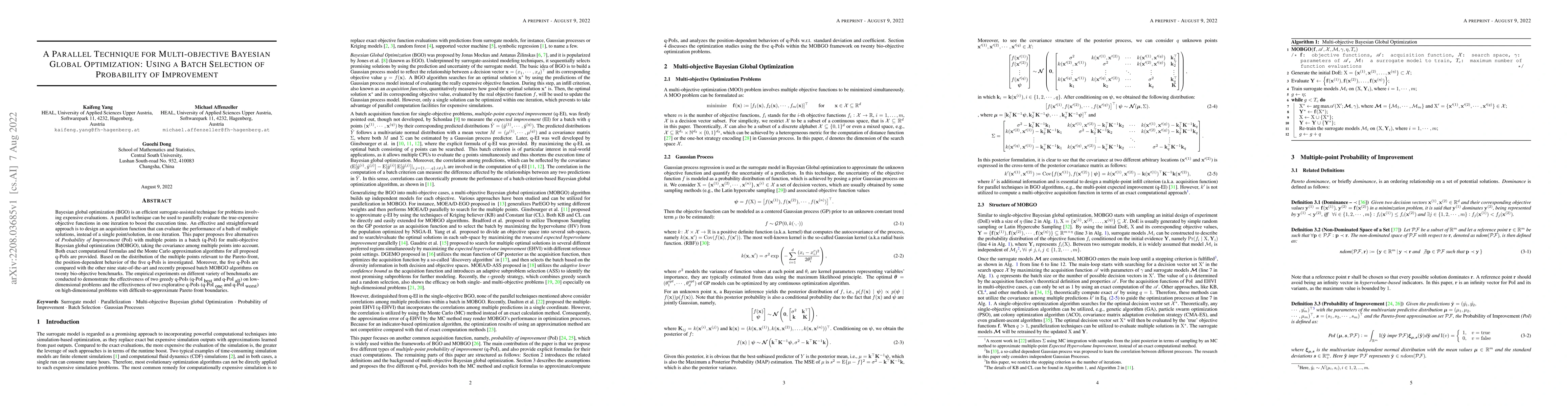 Thumbnail for A Parallel Technique for Multi-objective Bayesian Global Optimization:
  Using a Batch Selection of Probability of Improvement