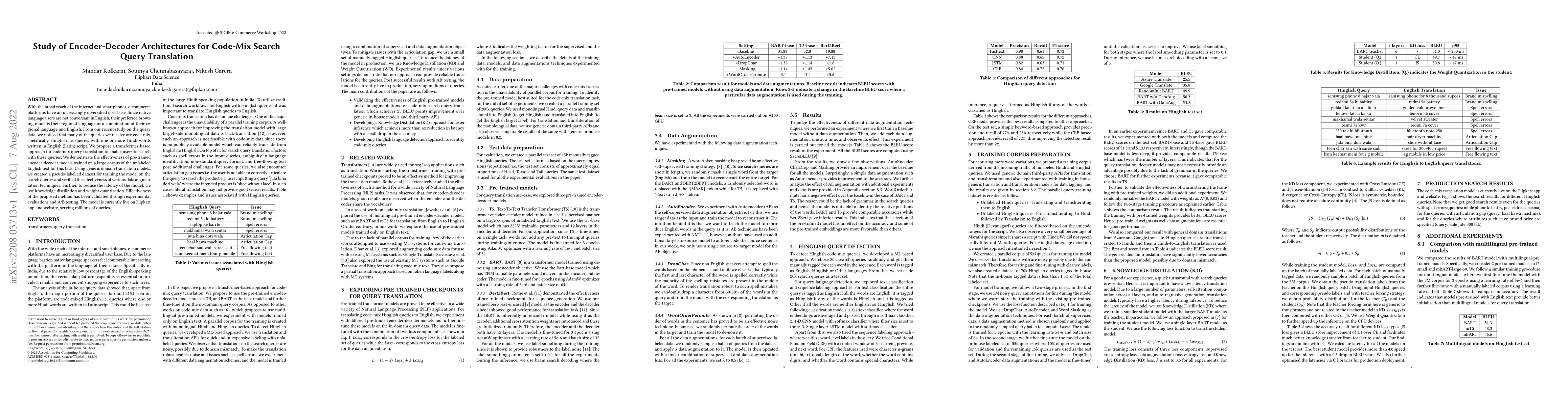 Thumbnail for Study of Encoder-Decoder Architectures for Code-Mix Search Query
  Translation