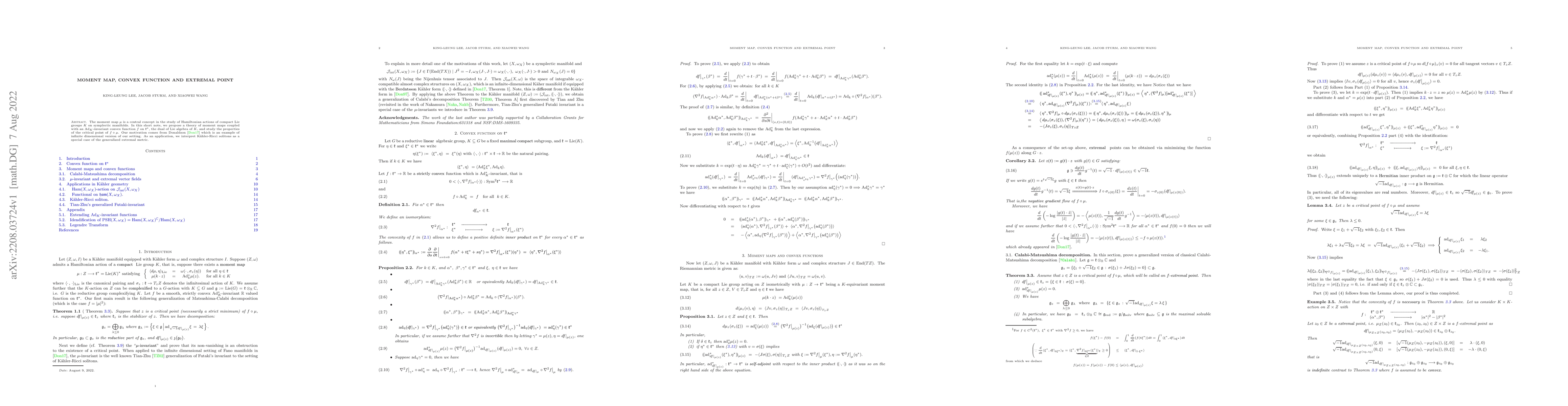 Thumbnail for Moment map, convex function and extremal point