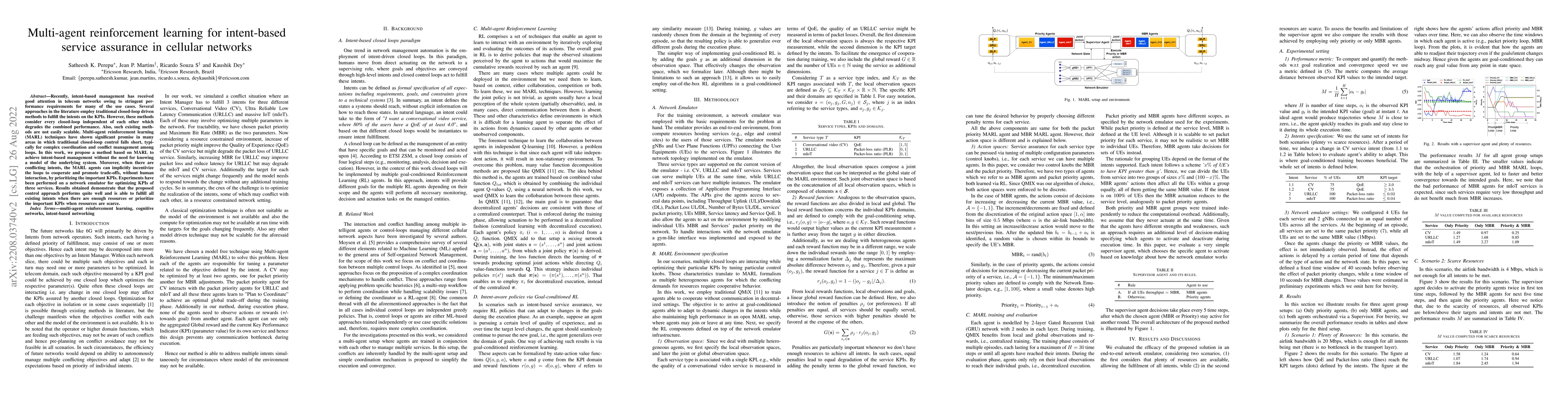 Thumbnail for Multi-agent reinforcement learning for intent-based service assurance in
  cellular networks