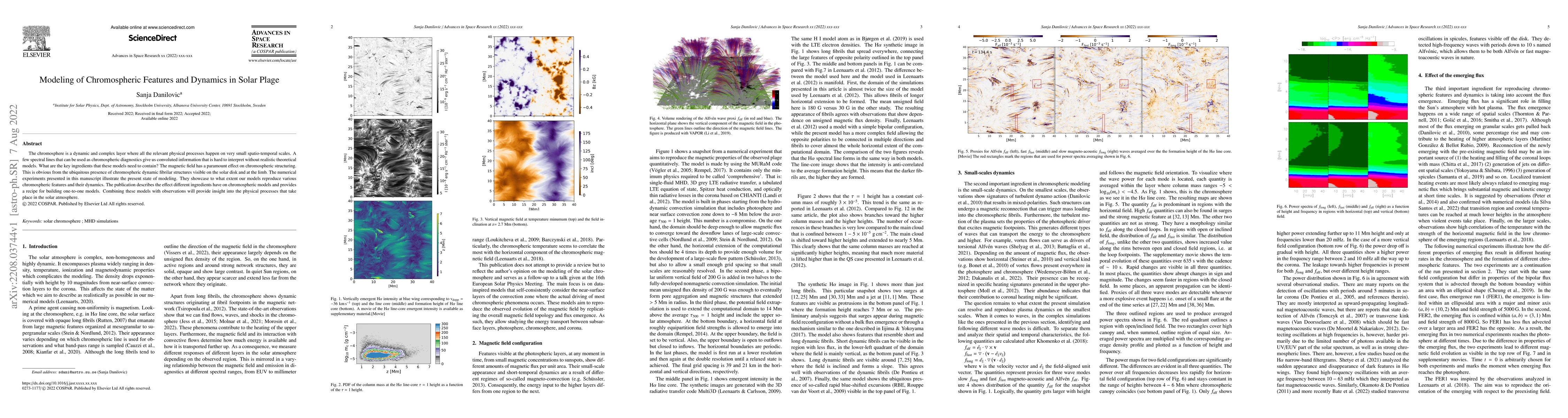 Thumbnail for Modeling of Chromospheric Features and Dynamics in Solar Plage
