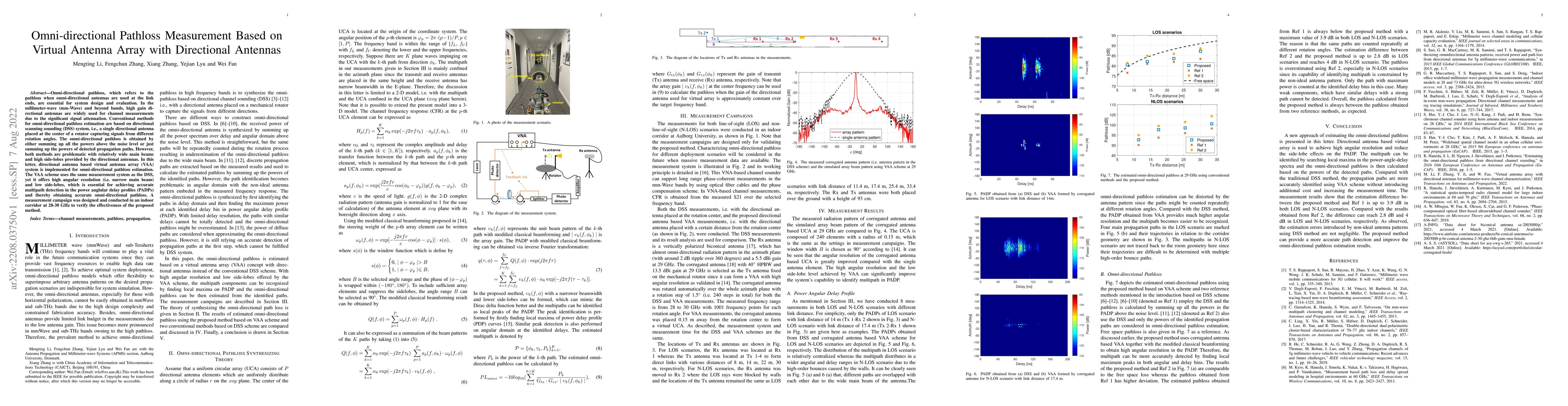 Thumbnail for Omni-directional Pathloss Measurement Based on Virtual Antenna Array
  with Directional Antennas