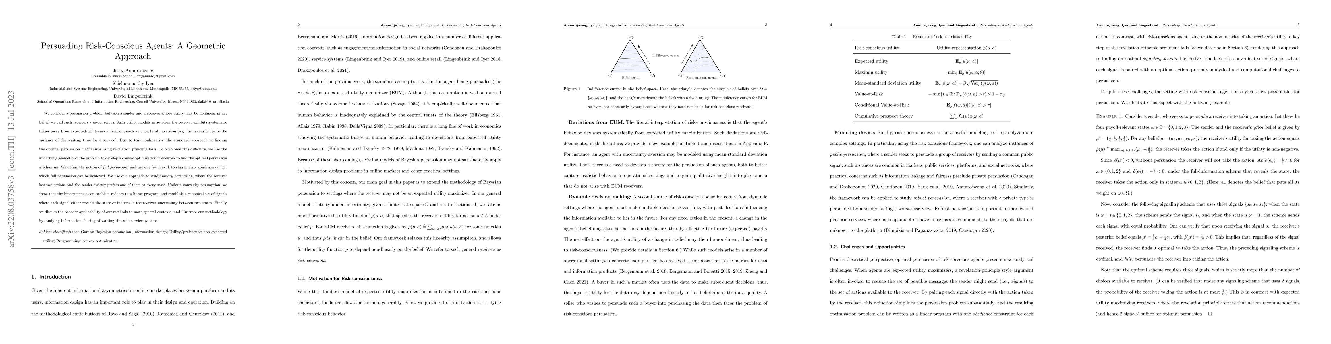 Thumbnail for Persuading Risk-Conscious Agents: A Geometric Approach