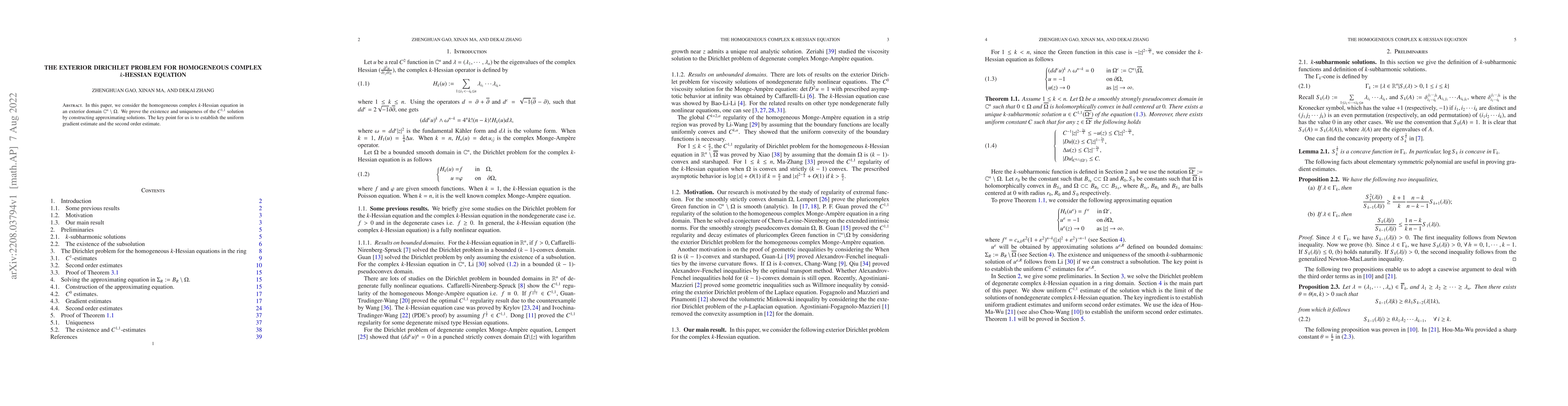 Thumbnail for The exterior Dirichlet Problem for homogeneous complex $k$-Hessian
  equation