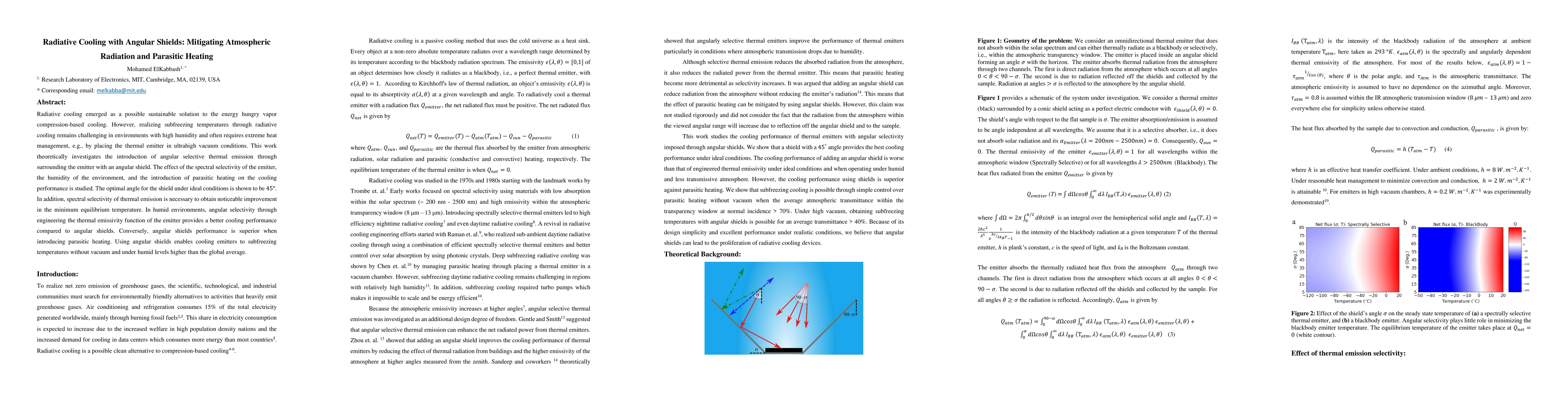 Thumbnail for Radiative Cooling with Angular Shields: Mitigating Atmospheric Radiation
  and Parasitic Heating