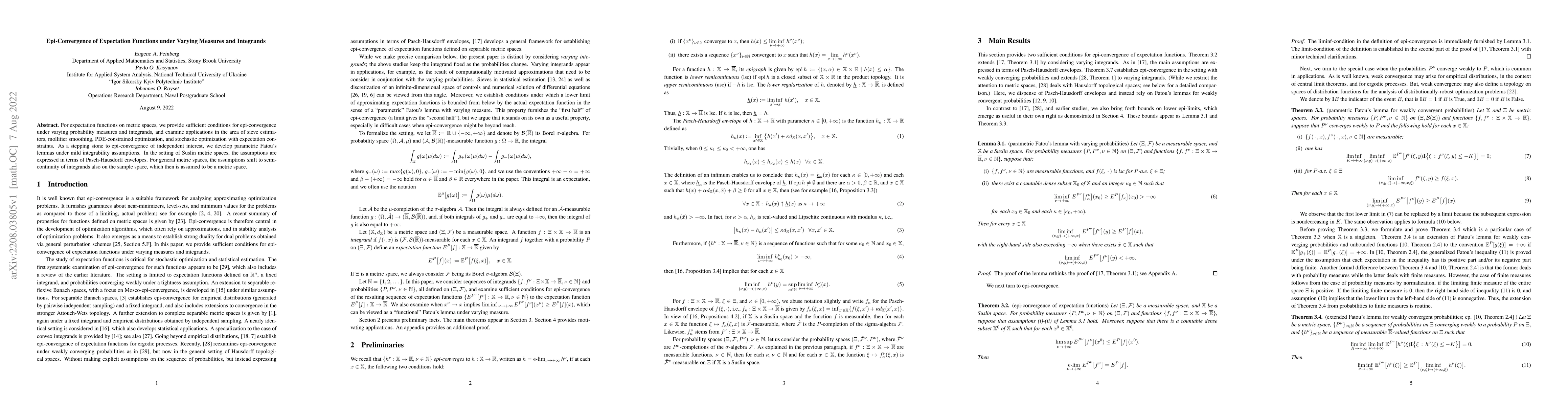 Thumbnail for Epi-Convergence of Expectation Functions under Varying Measures and
  Integrands