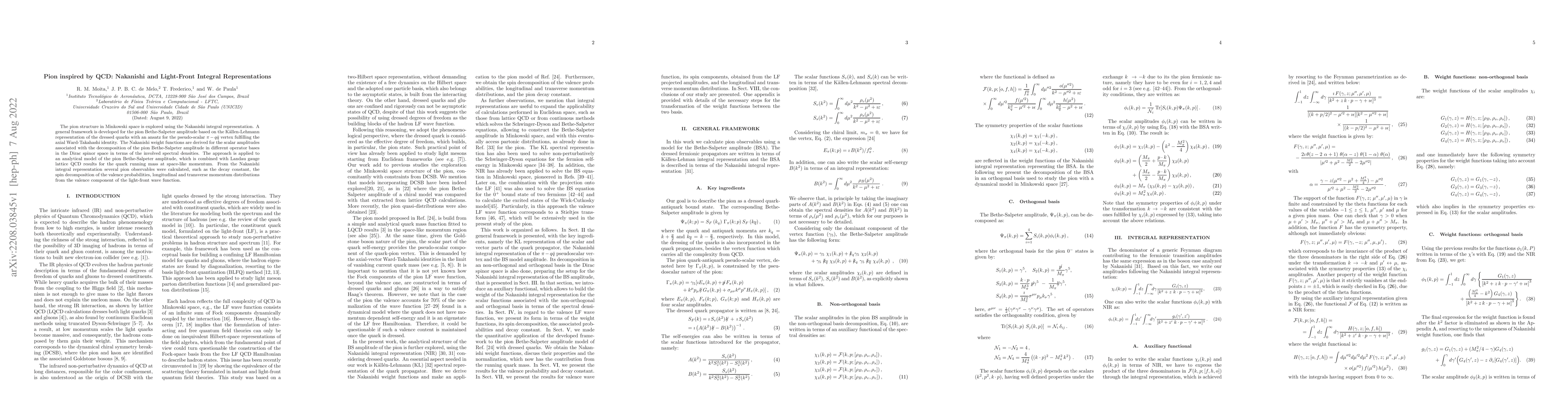Thumbnail for Pion inspired by QCD: Nakanishi and Light-Front Integral Representations