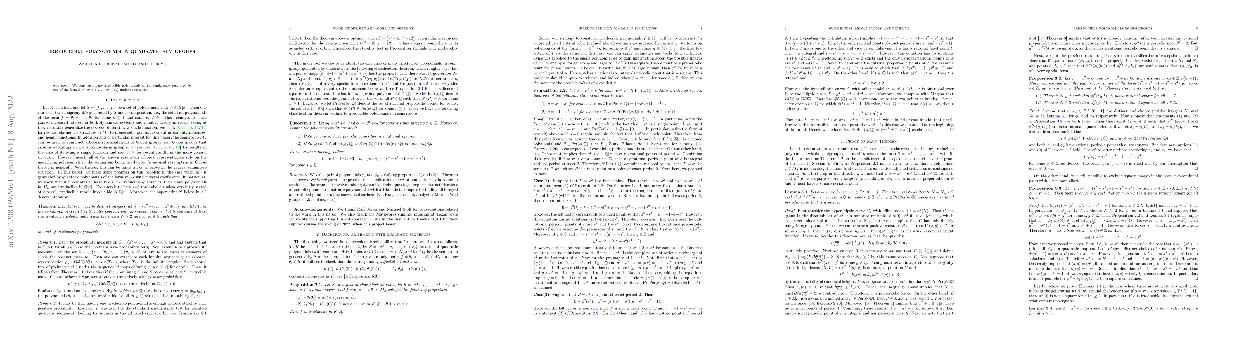 Thumbnail for Irreducible polynomials in quadratic semigroups