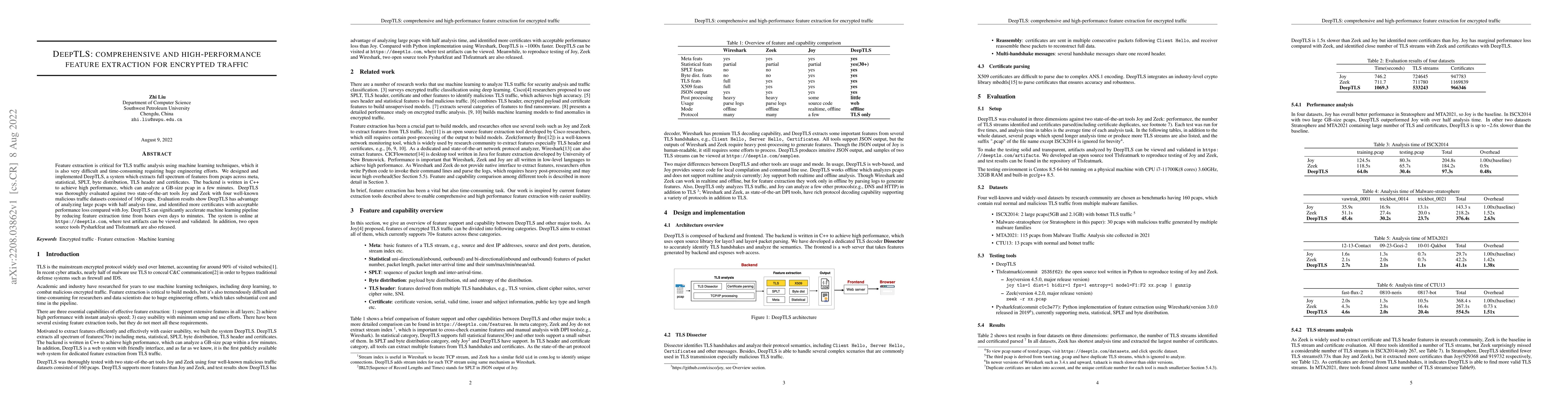 Thumbnail for DeepTLS: comprehensive and high-performance feature extraction for
  encrypted traffic
