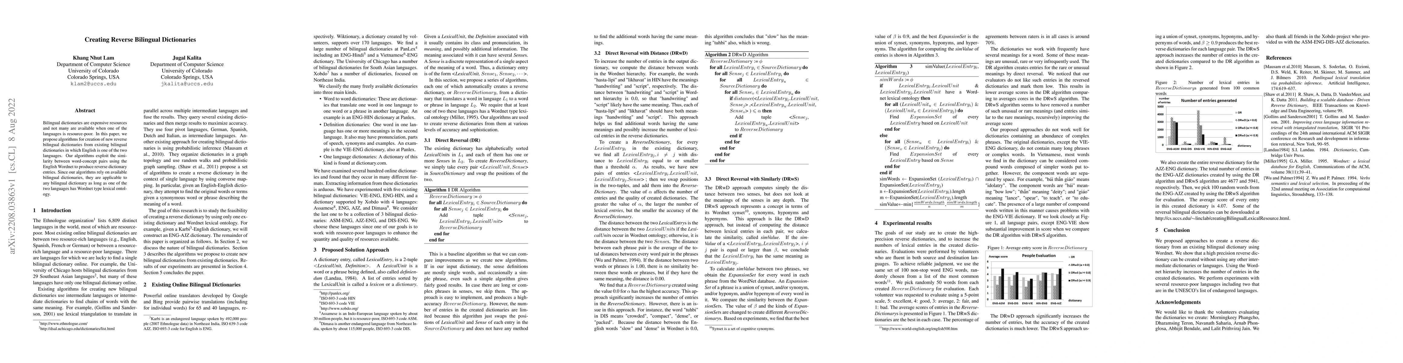 Thumbnail for Creating Reverse Bilingual Dictionaries