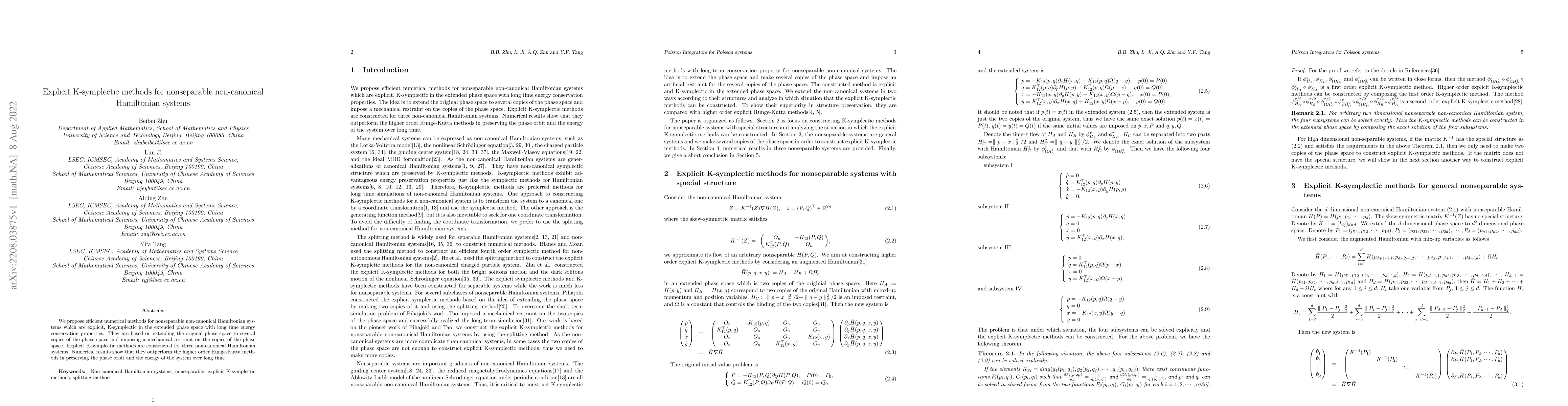 Thumbnail for Explicit K-symplectic methods for nonseparable non-canonical Hamiltonian
  systems