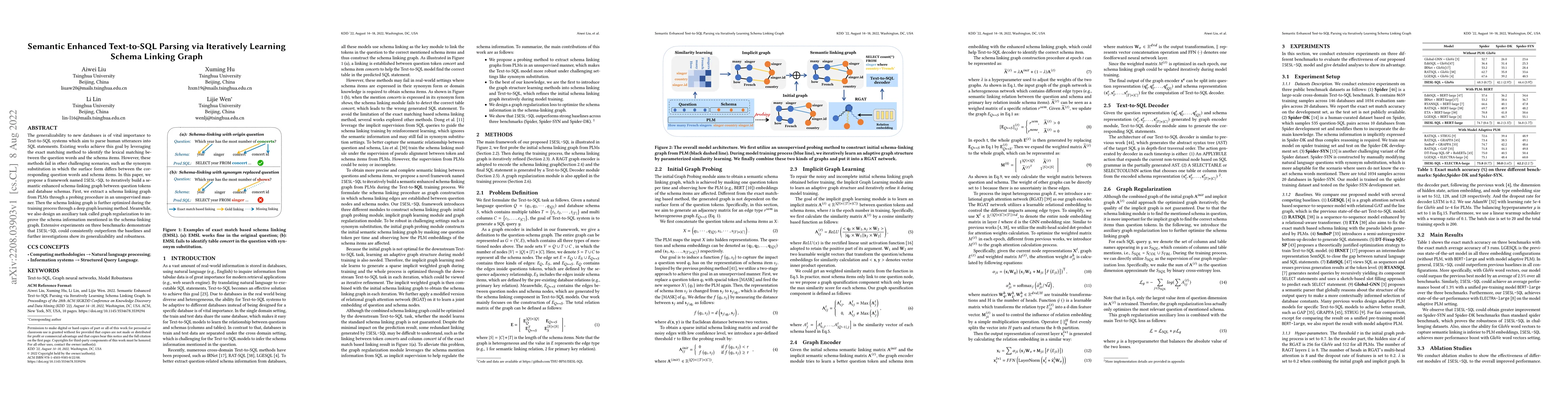 Thumbnail for Semantic Enhanced Text-to-SQL Parsing via Iteratively Learning Schema
  Linking Graph