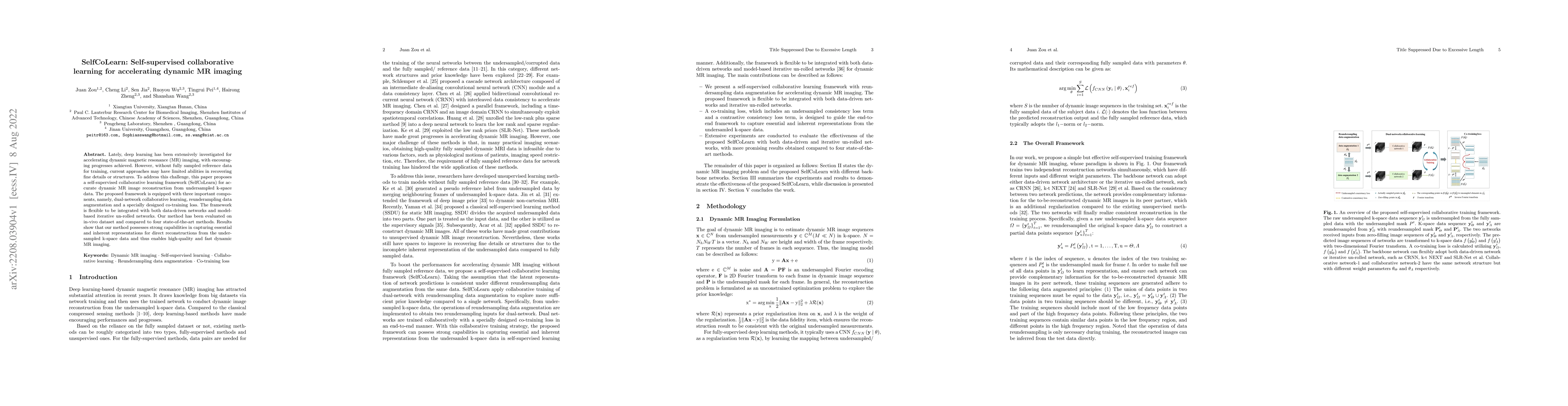 Thumbnail for SelfCoLearn: Self-supervised collaborative learning for accelerating
  dynamic MR imaging