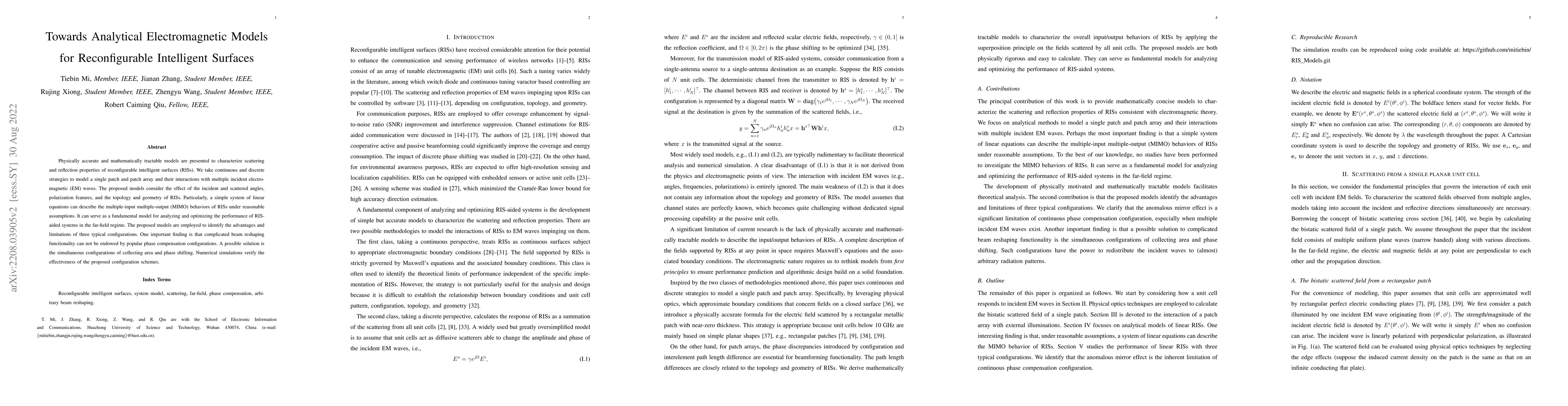 Thumbnail for Towards Analytical Electromagnetic Models for Reconfigurable Intelligent
  Surfaces