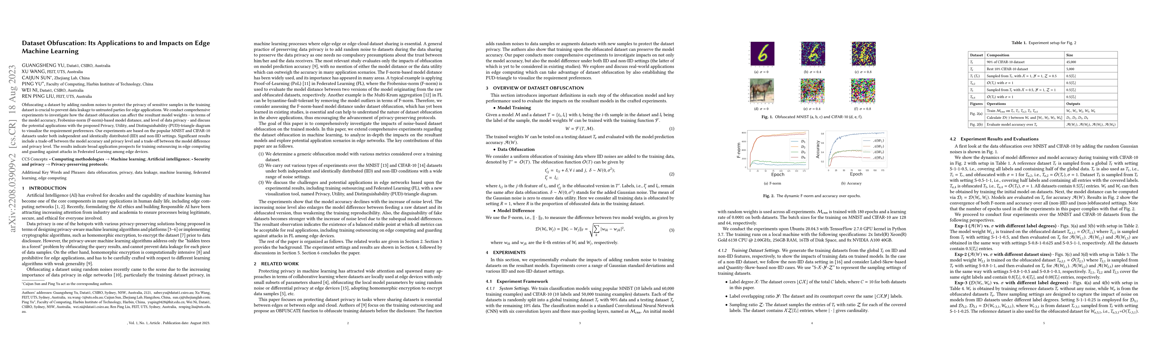 Thumbnail for Dataset Obfuscation: Its Applications to and Impacts on Edge Machine
  Learning