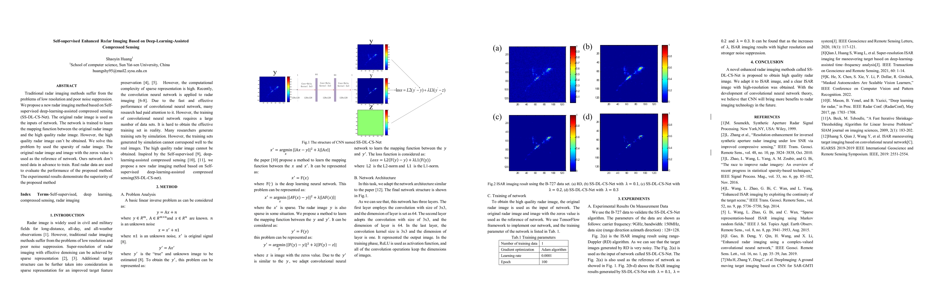 Thumbnail for Self-supervised Enhanced Radar Imaging Based on Deep-Learning-Assisted
  Compressed Sensing