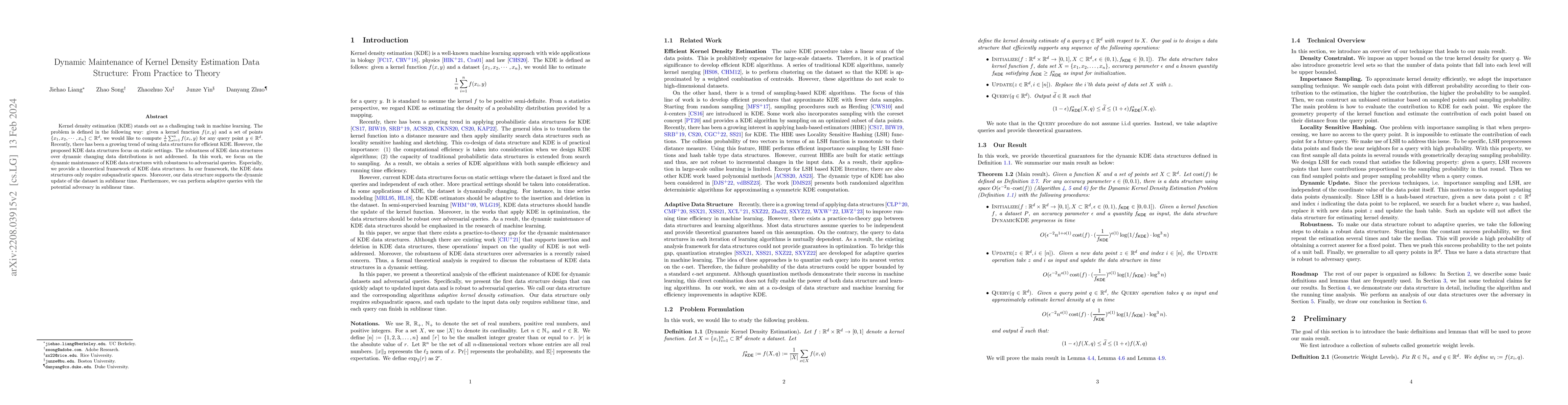 Thumbnail for Dynamic Maintenance of Kernel Density Estimation Data Structure: From
  Practice to Theory