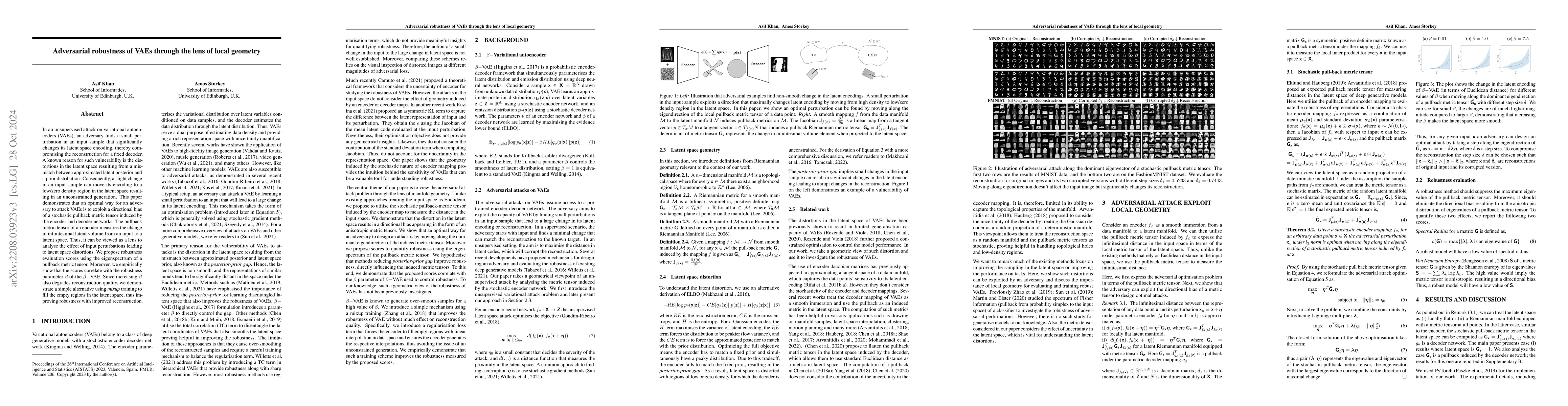 Thumbnail for Adversarial robustness of VAEs through the lens of local geometry