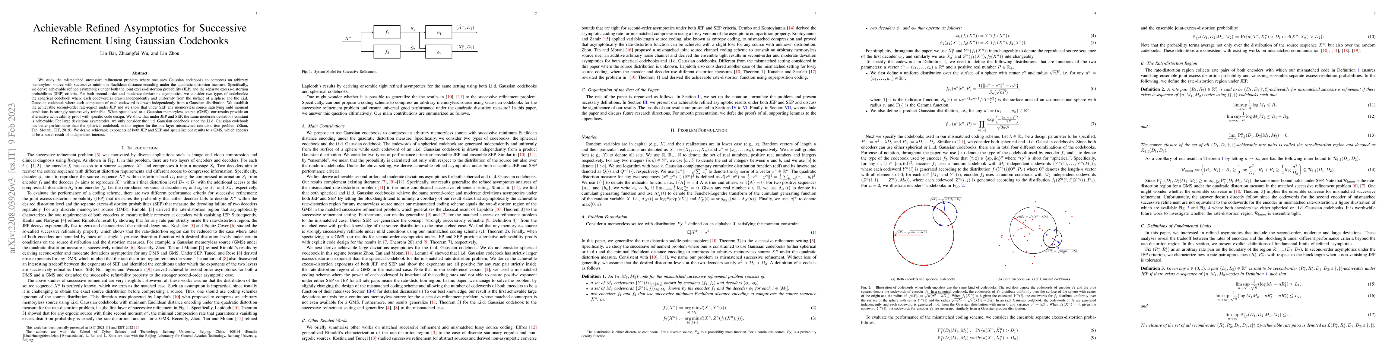 Thumbnail for Achievable Refined Asymptotics for Successive Refinement Using Gaussian
  Codebooks