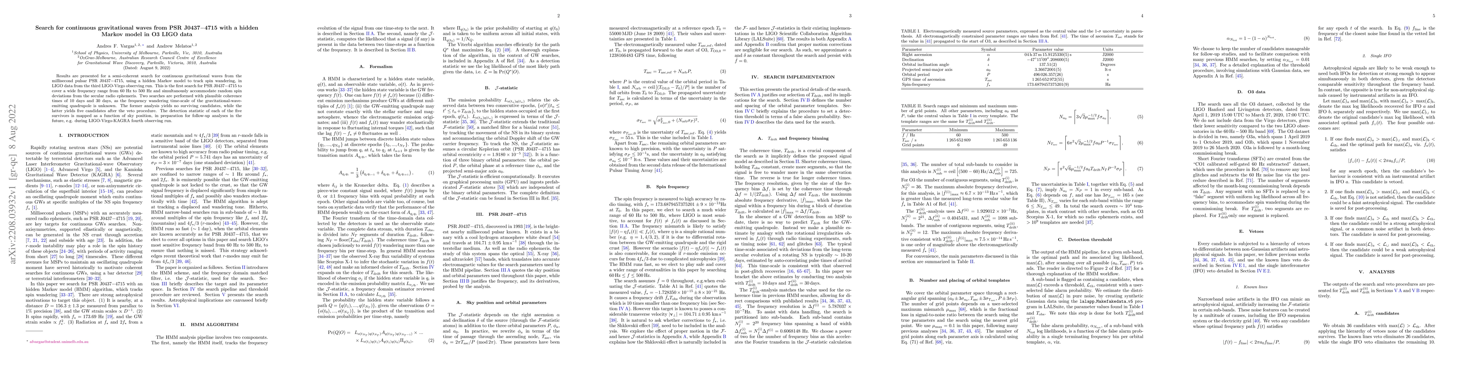 Thumbnail for Search for continuous gravitational waves from PSR J0437$-$4715 with a
  hidden Markov model in O3 LIGO data