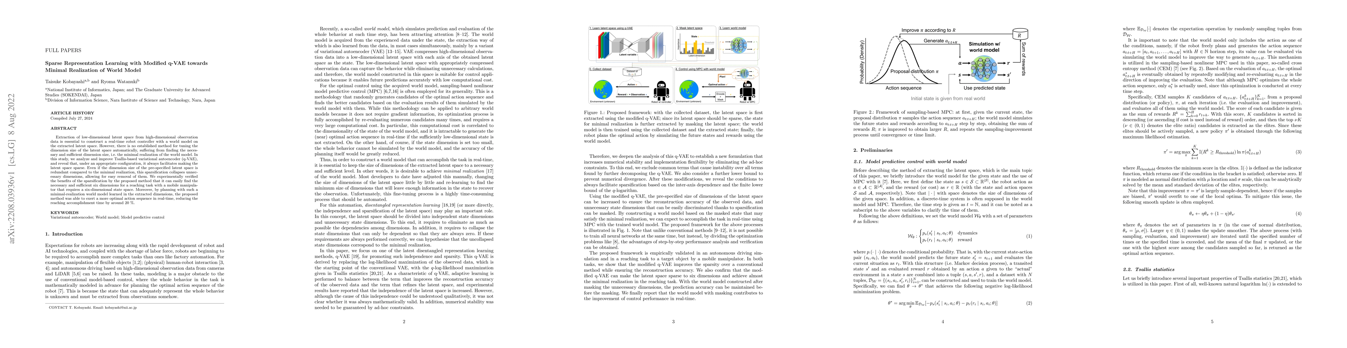 Thumbnail for Sparse Representation Learning with Modified q-VAE towards Minimal
  Realization of World Model